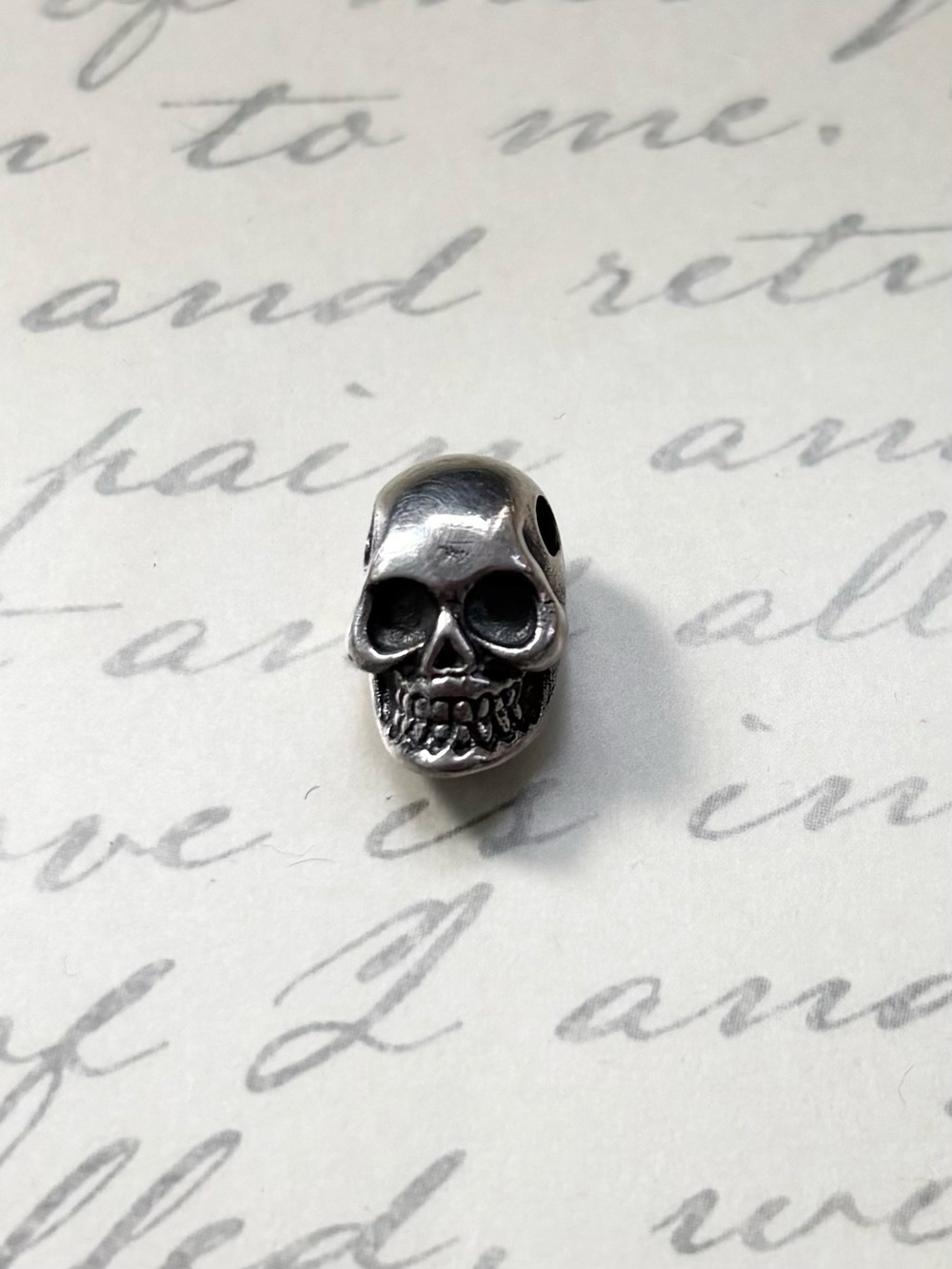 Medium Sterling Silver Skull Bead Charm Pendant for Men/Unisex Jewellery